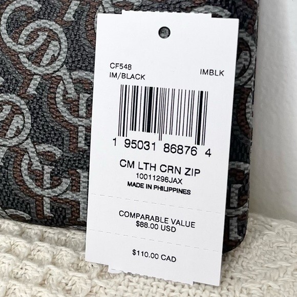 Coach Corner Zip Wristlet CF458 Black Monogram Print Coated Canvas Pouch Bag - Picture 9 of 9